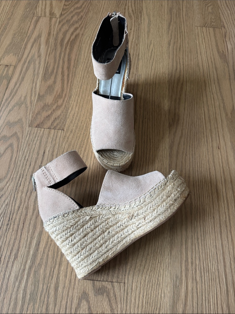 Dolce Vita Blush Taupe Suede Espadrille Ankle-Strap Wedges